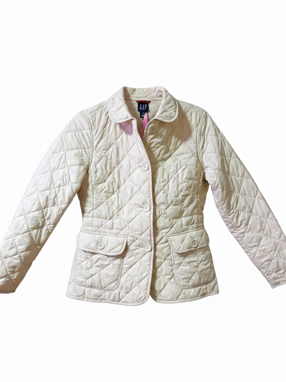 GAP Women's Quilted Cream Pea Coat